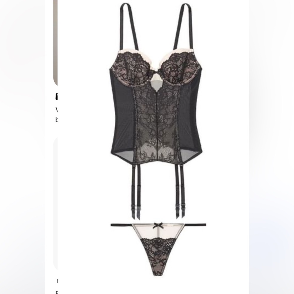 Victoria’s Secret VERY SEXY collection Lace Bustier Corset and Thong Set 36D M/L